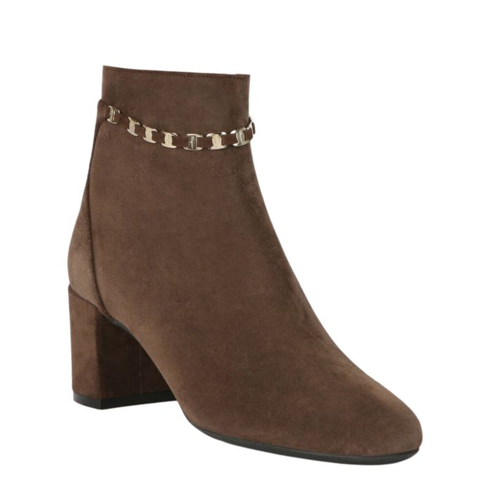 Ferragamo Ghila Suede Booties Brown Womens - Picture 2 of 6